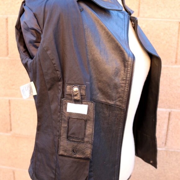 June Leather Jacket Black Size XS Motorcycle Style Cropped - Picture 15 of 16